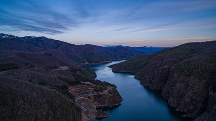 Ralco reservoir in Alto Bio Bio, in the middle of a spectacular mountainous landscape with lots of vegetation