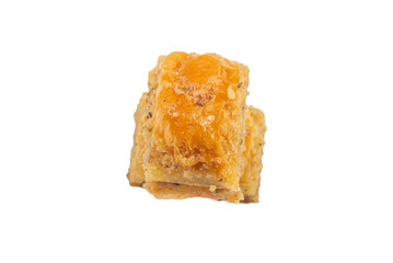 Delicious sweet baklava isolated on white background.