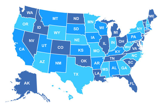 United States of America map. USA map with states and state names isolated – stock vector