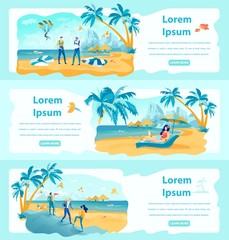 Summer Vacation Web Banners Vector Templates Set