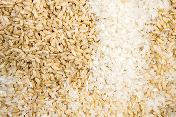 Raw brown and white rice mixed.