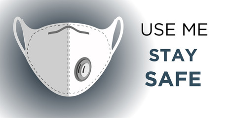 Mask Illustration Concept of Use Me Stay Safe in white background