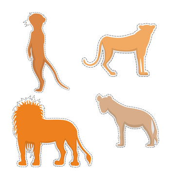 Four African Animals Silhouettes Made as Stickers