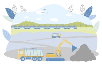 Opencast Mining Loading Raw Ore into Dump Truck