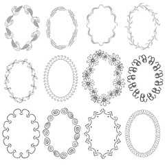 Set with Oval Twelve Frames Isolated on White
