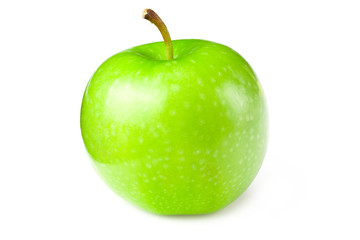 one green apple isolated on white background