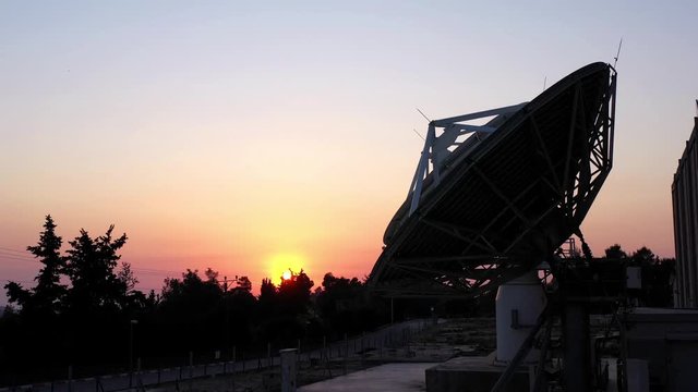 Satellite Dish at sunset- Aerial view