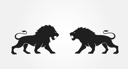 lions opposite each other. vector icon for logo