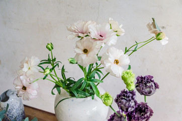 Fresh Purple White and Green Cloves Flowers in a vase
