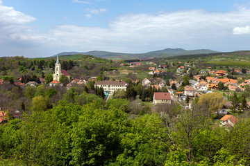 Fototapeta na wymiar View of the village Cserepfalu in the Bukk mountains