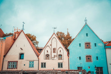  Colorful houses in the main square of the old town of Tallin