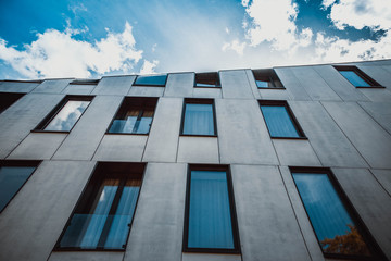 Modern office building. gray metallic style