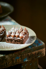 Costrada or milhoja traditional spanish dessert made with puff pastry, cream and custard