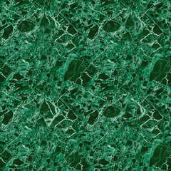 Seamless Polished Green Marble, Malachite Color With White Streaks. Stone Seamless Texture, Close-Up Of Marble Background.