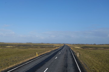 Fototapeta na wymiar Journey to unknown. This is shot on Route 1 (Ring Road) on the southern part of Iceland.