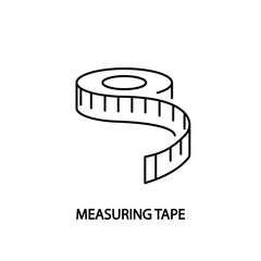 Fototapeta na wymiar Measuring tape line icon. Sewing equipment