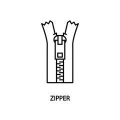 Sewing zipper line icon. Clothing repair. Concept for web banners, site and printed materials.