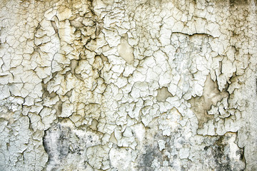 Texture of old paint. Aged cracked plaster on wall background