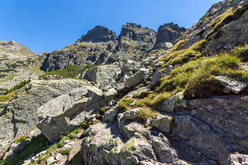 Fototapeta na wymiar Landscape from hiking trail for Malyovitsa peak, Rila Mountain