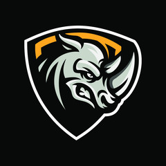Rhino mascot shield aggressively dark
