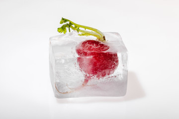 Frozen vegetables in ice cubes