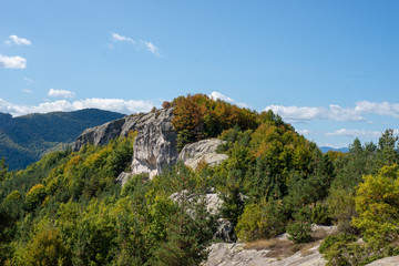 Fototapeta na wymiar Landscape view of Belintash sacred Thracian location at the heart of Rhodopes mountain.