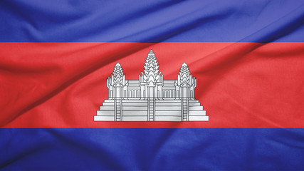 Cambodia  flag with fabric texture