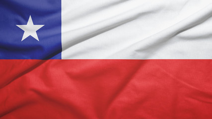 Chile flag with fabric texture