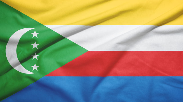 Comoros flag with fabric texture