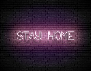 Glow Signboard with Stay Home Inscription