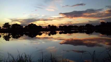 sunset over the lake