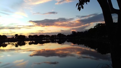 sunset over the lake