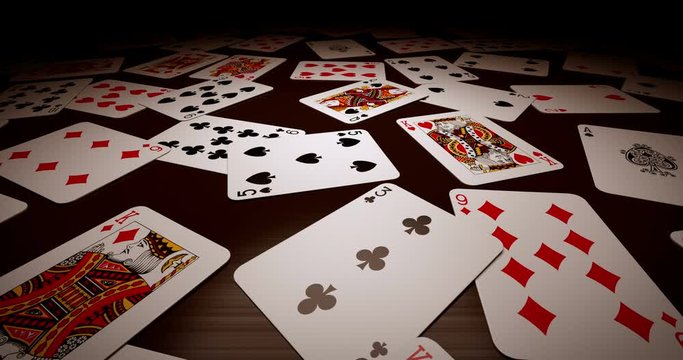 Playing cards on the table looping 3D animation
