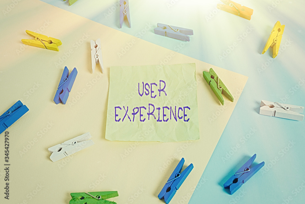 Poster writing note showing user experience. business concept for using website especially in terms how ple