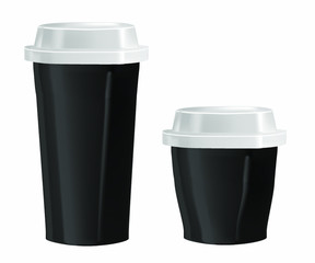 
Vector realistic illustration of food containers with closed white lids. Element for your design.