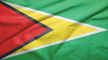 Guyana flag with fabric texture