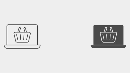 Online shopping outline and filled vector icon sign symbol