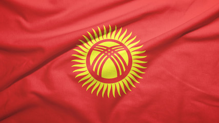 Kyrgyzstan flag with fabric texture