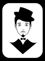Black and white icon with vintage gentleman