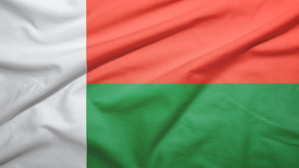 Madagascar flag with fabric texture
