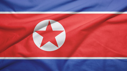 North Korea flag with fabric texture