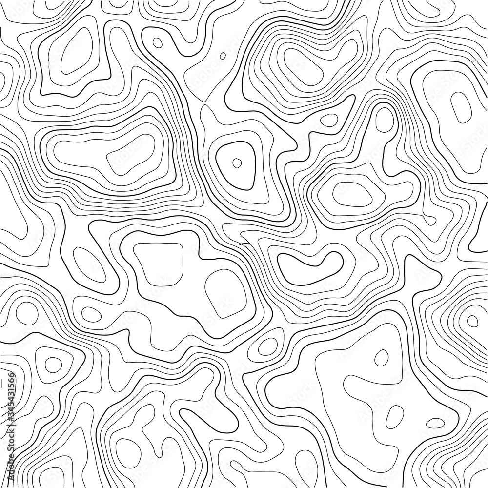 Poster vector contour topographic map on white background.