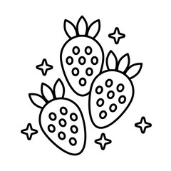 strawberries fruits line style icon