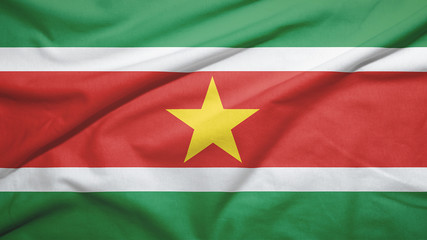 Suriname flag with fabric texture