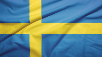Sweden flag with fabric texture
