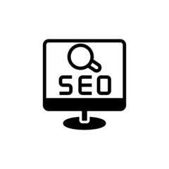 search engine optimization icon in black solid flat design icon isolated on white background