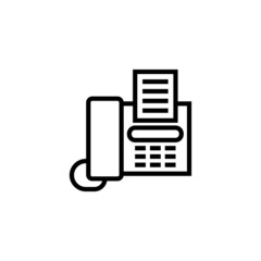 Telephone with fax glyph icon in linear, outline icon isolated on white background