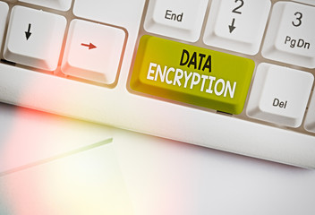 Text sign showing Data Encryption. Business photo text Symmetrickey algorithm for the encrypting...