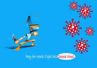 Illustrations concept coronavirus COVID-19. virus wuhan from china. Pray for world. Fight this Virus!