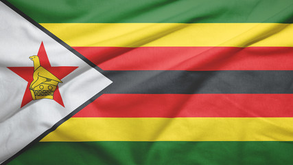 Zimbabwe flag with fabric texture